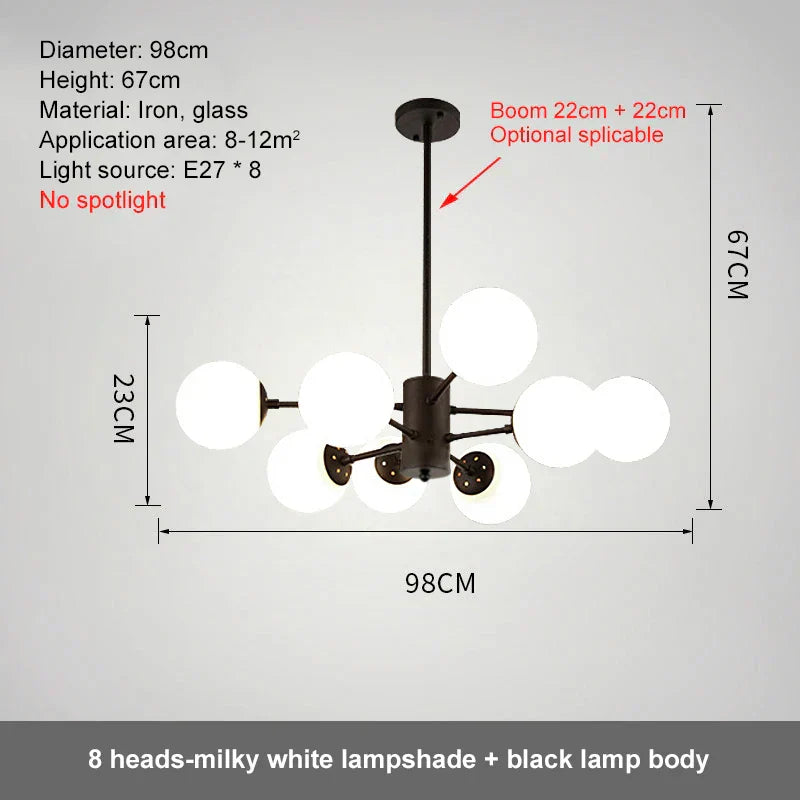 DecorBites™ Glass Ball LED Chandelier for Bedroom and Dining Room