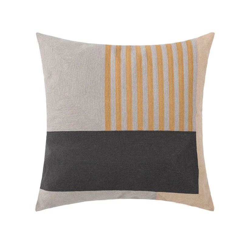 DecorBites™ Daisy Yellow Floral Geometric Pillow Cover - Soft Cozy Embroidery for Living Room