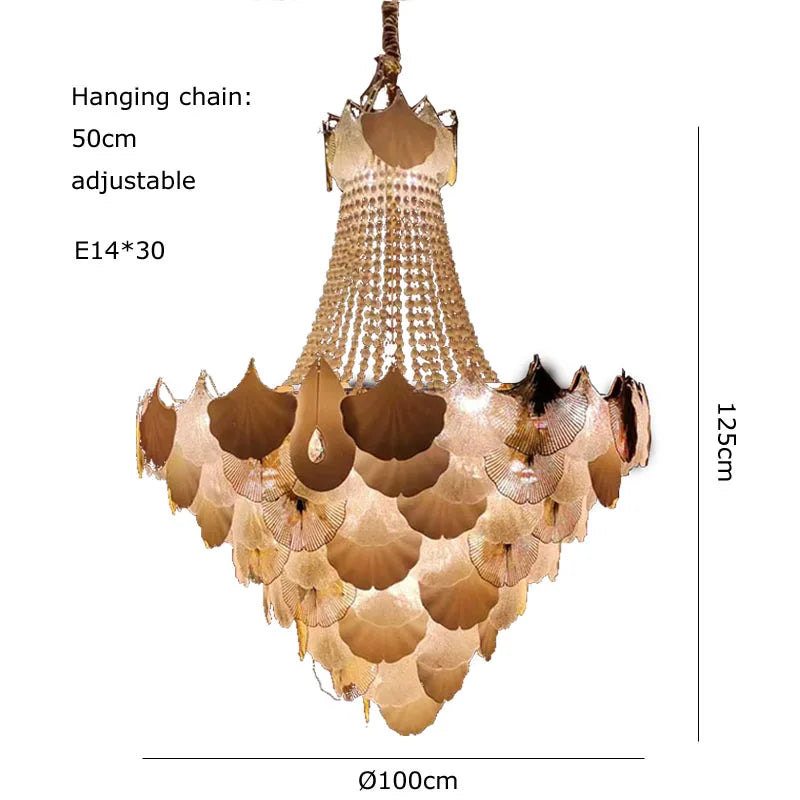 DecorBites™ Ginkgo Art Deco Dimmable Chandelier for Dinning Room