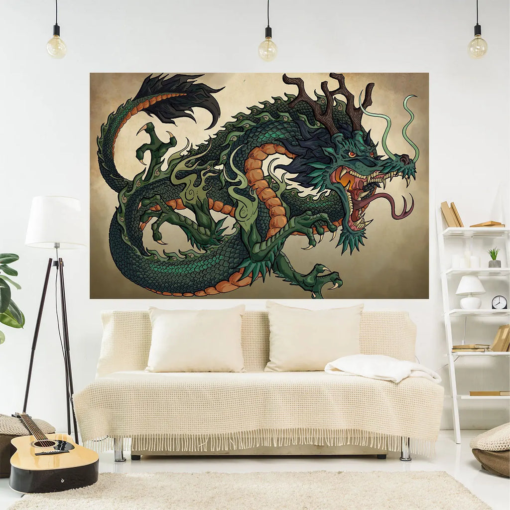 DecorBites™ Dragon Meme Tapestry Large Wall Hanging: Boho Aesthetic Home Decor Art