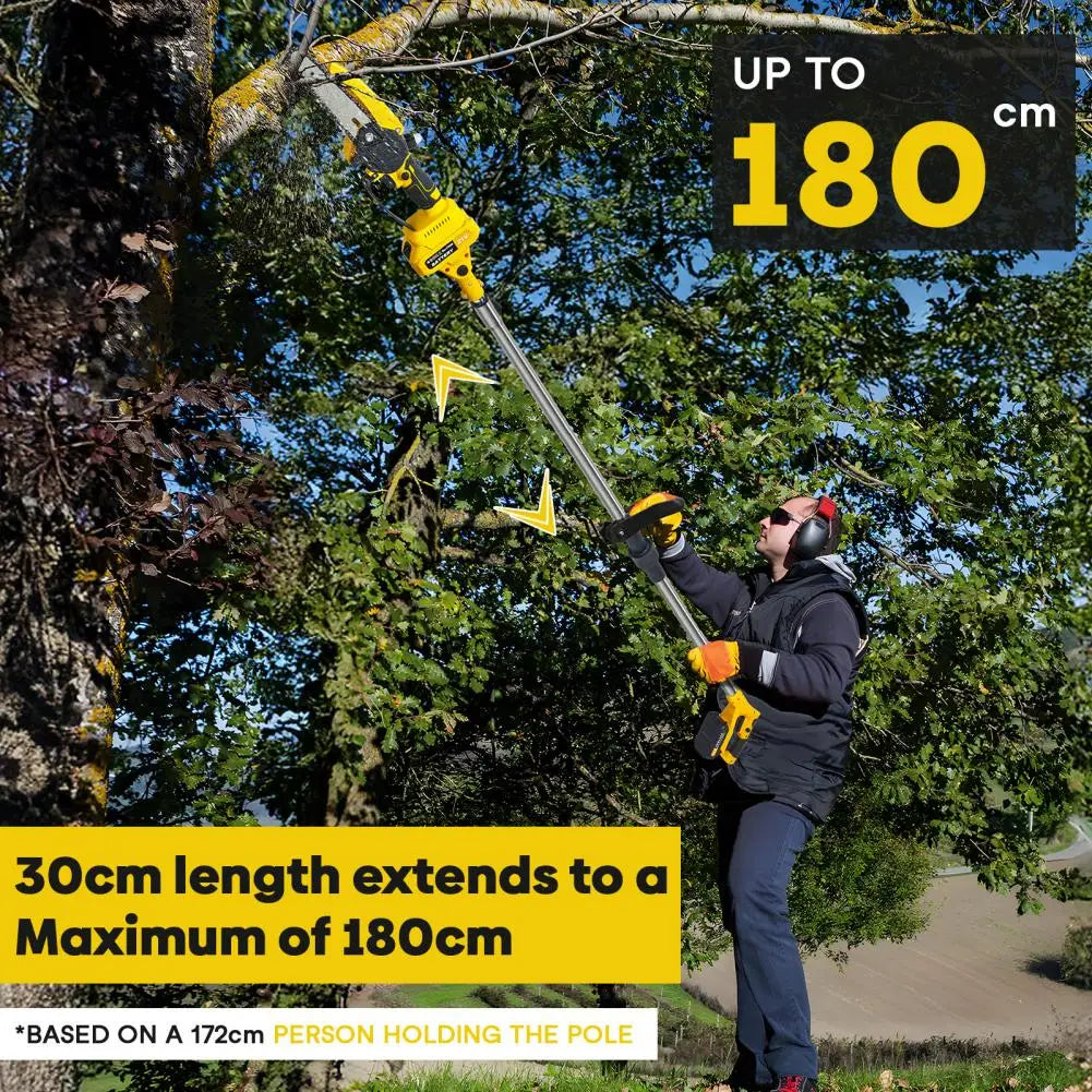 Cordless 2-in-1 Pole Saw And Mini Chainsaw 6-Inch Brushless Electric Chain Saw with 5.9 Feet Max Reach for Trimming And Cutting
