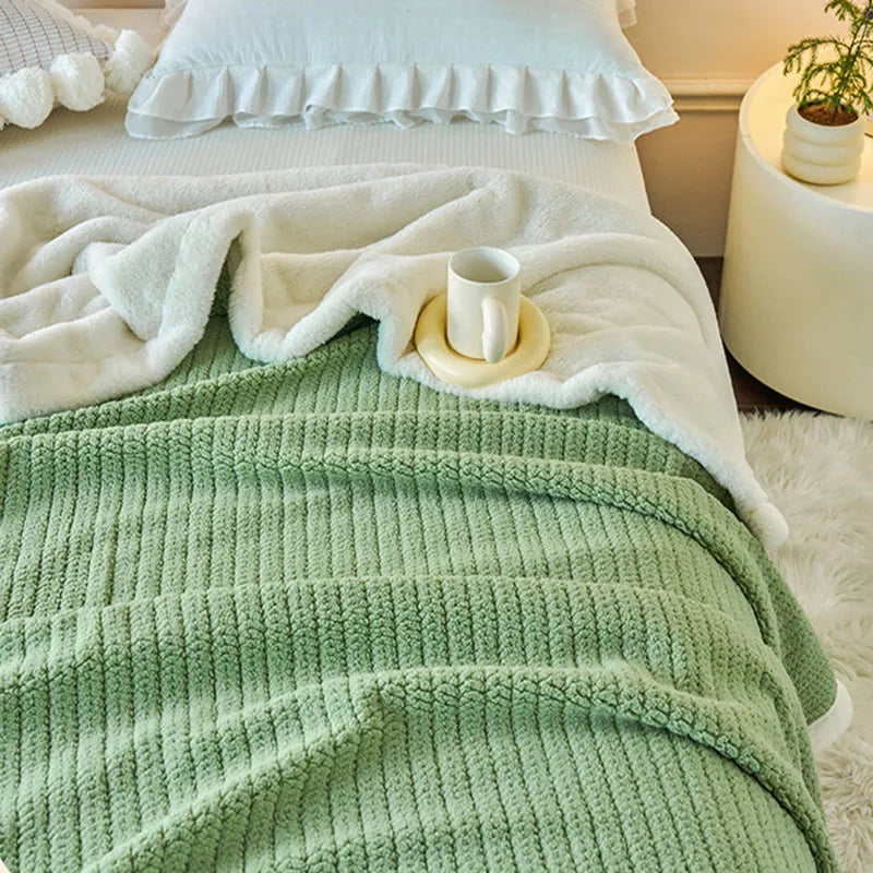 DecorBites™ Cozy Faux Rabbit Fur Blanket, Soft Fluffy Quilt for Single, Anti-Static Warm Throw