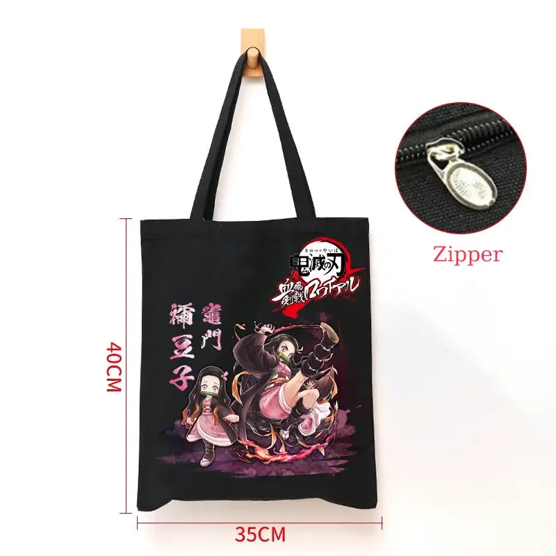 Demon Slayer Canvas Bag: Nezuko & Tanjiro Zipper Tote