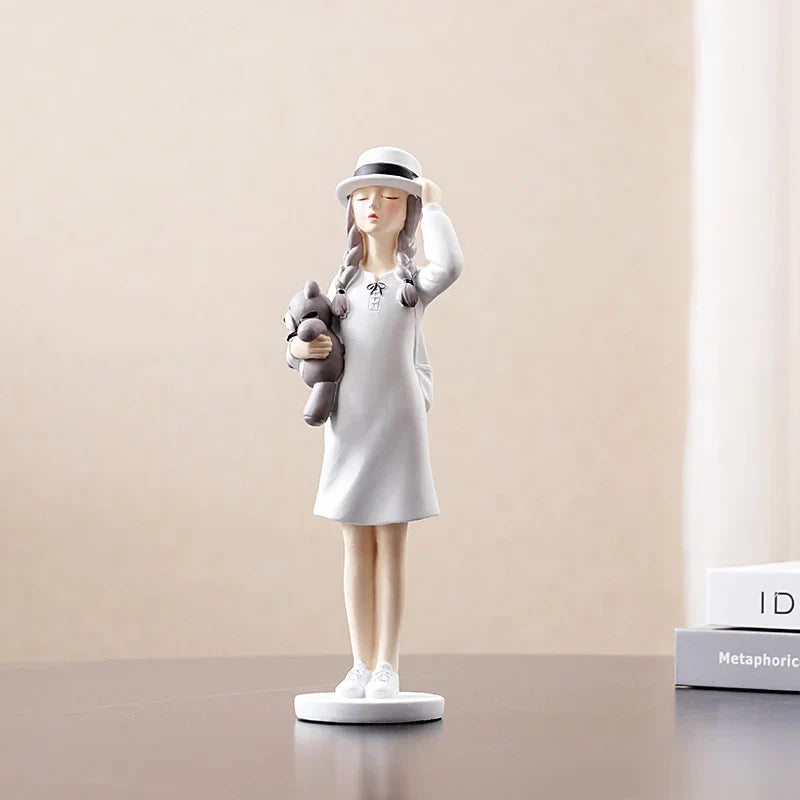 DecorBites™ Kawaii Girl Figurine Sculpture for Room Decor and Desk Accessories