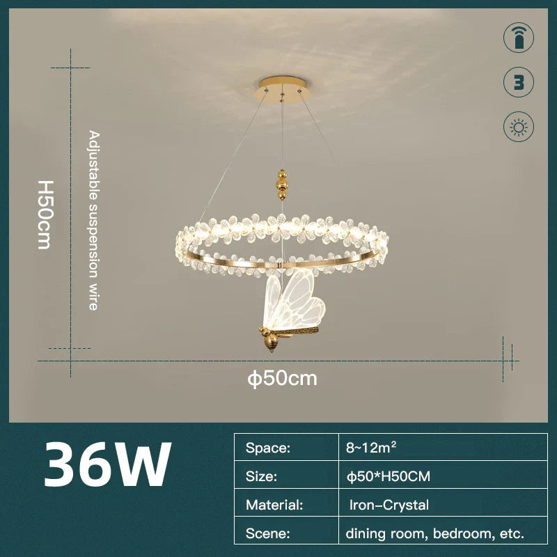 DecorBites™ Crystal Ring LED Chandelier: Modern Luxury Pendant Lamp for Home Decor