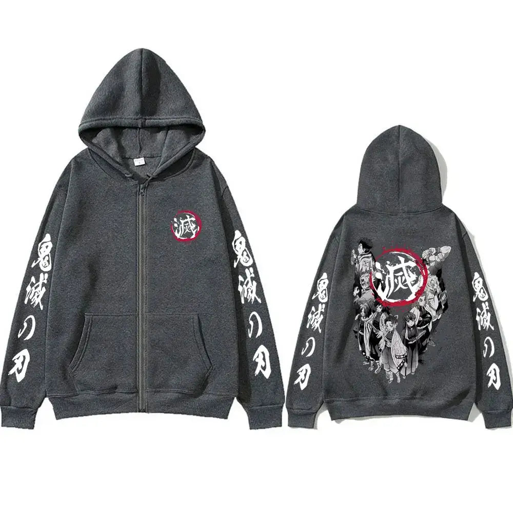 Demon Slayer Hashira Hoodie Vintage Zip Up Jacket