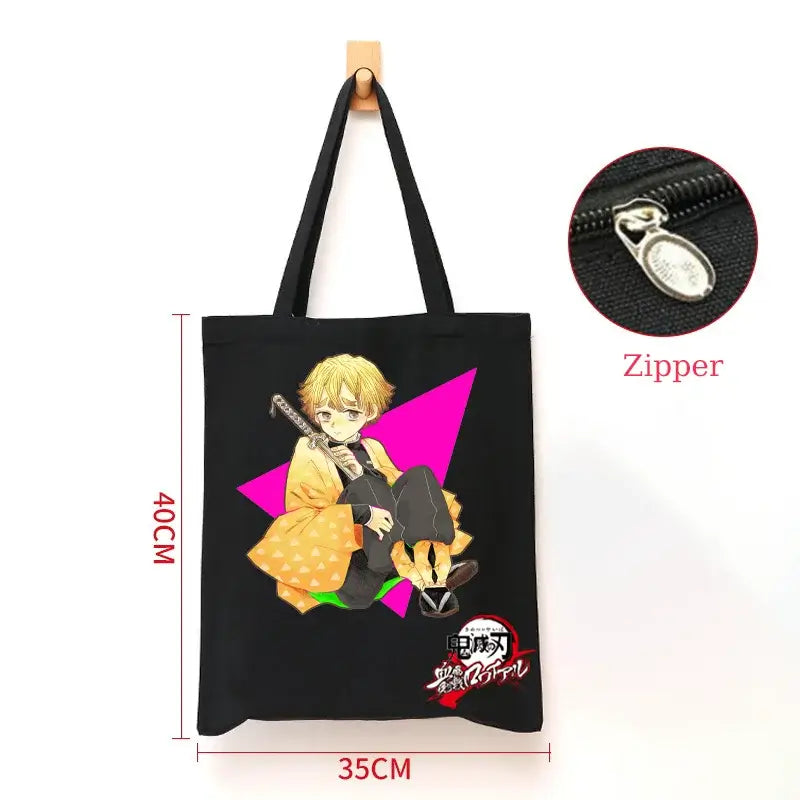 Demon Slayer Canvas Bag: Nezuko & Tanjiro Zipper Tote