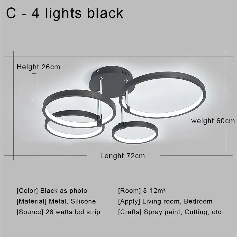 DecorBites™ LED Ceiling Chandelier Remote Control Living Room Bedroom Kitchen Lamp White
