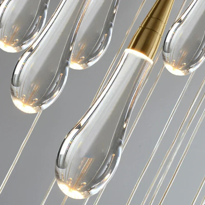 DecorBites™ Gold Crystal Water Drop Pendant Lights for Dining Room Chandelier