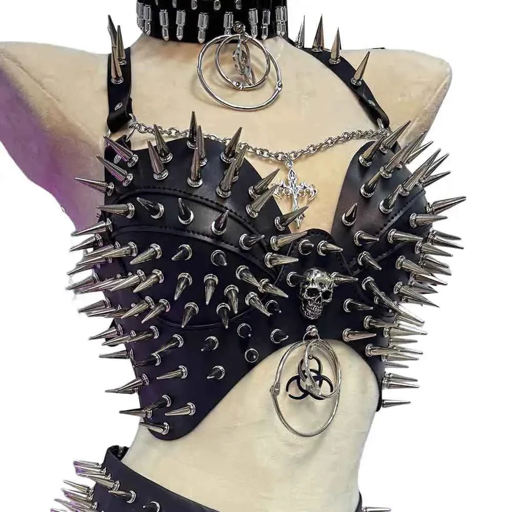 Y2K Gothic Skirt Set w Spikes