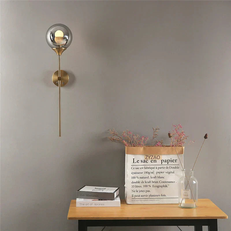 DecorBites™ Golden Glass Ball LED Wall Lamps with Touch Switch, Modern Nordic Decor Lighting