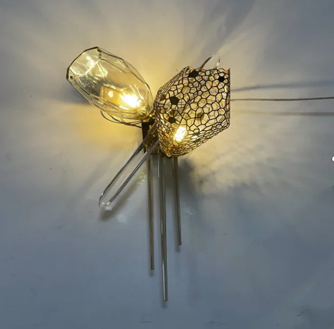 DecorBites™ Glass Shades LED Chandelier Stairs Art Metal Lighting Luxe Chain Hanging Lamp