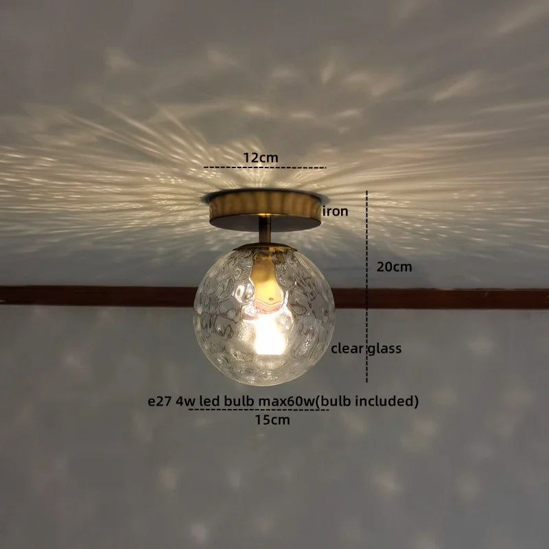 DecorBites™ Green Glass LED Ceiling Lamp for Home Living Room and Hallway Lighting