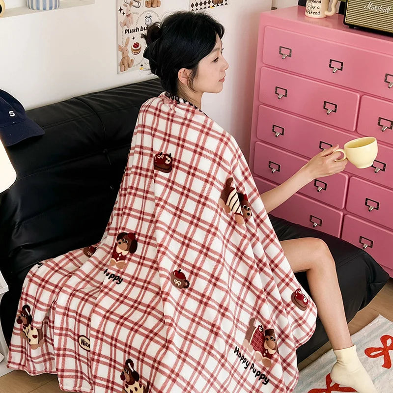 DecorBites™ Double-Sided Thin Velvet Printed Blanket for Adults - Spring Autumn Bedding & Sofa Decor