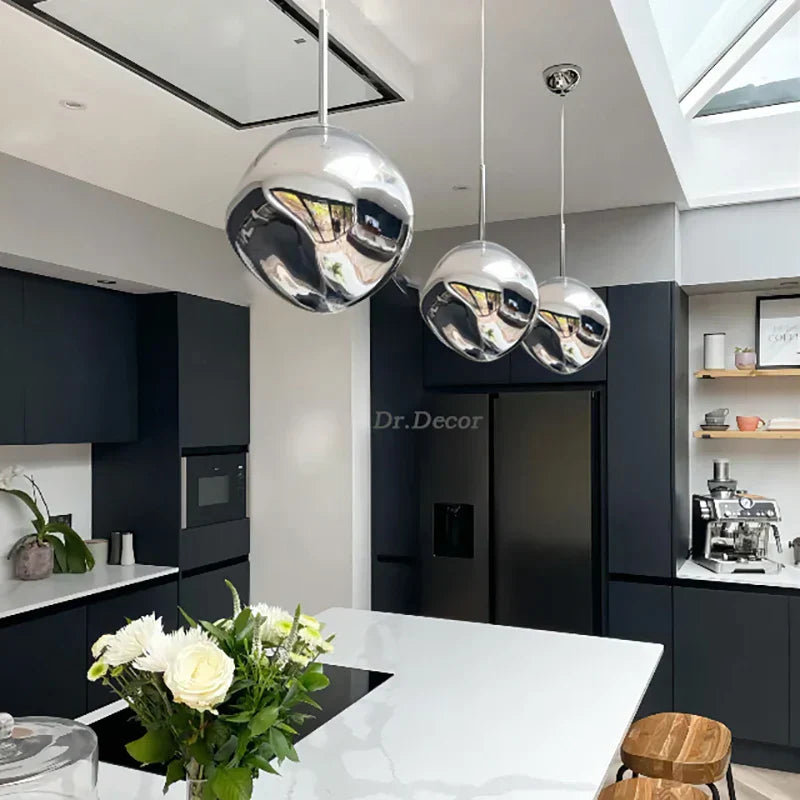 Modern glossy copper glass lava led pendant lights living room