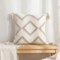 DecorBites™ Geometric Tufted Cotton Canvas Embroidered Pillow Covers for Home Decor