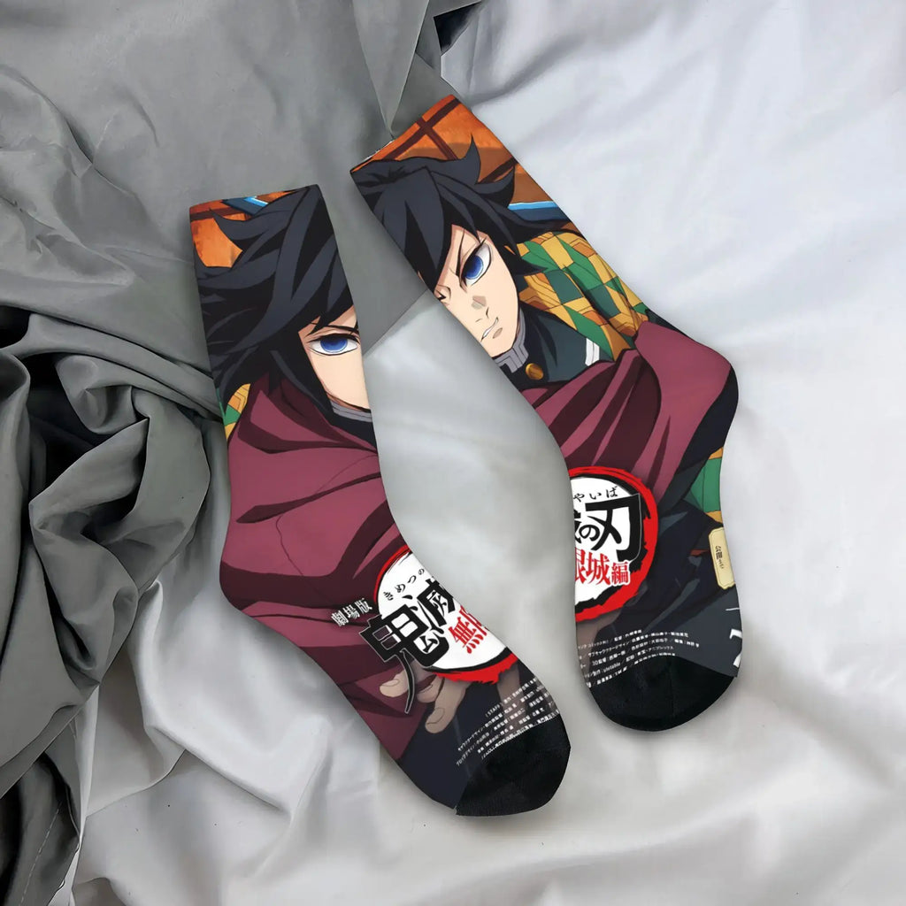 Demon Slayer Socks: Nezuko & Giyu Trendy Skateboard Style