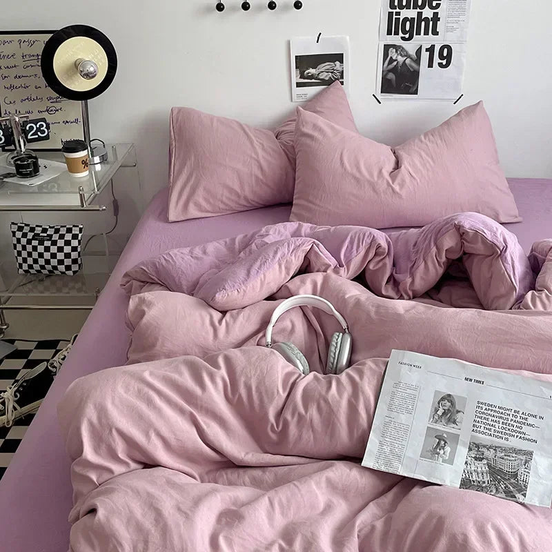 DecorBites™ Cotton Bedding Set with Comforter Cover, Sheet, and Pillowcase Set