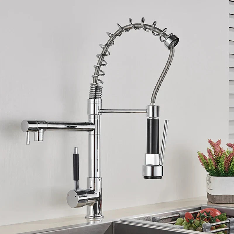 DecorBites™ Kitchen Faucet Pull Out Dual Spout Single Handle Mixer Tap 360 Rotation