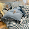 DecorBites™ Cozy Plaid Duvet Cover | Simple Nordic Comforter Cover | Non-Fading Washed Cotton Bedding