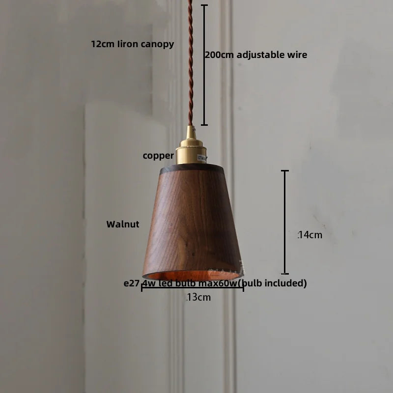DecorBites™ Glass LED Pendant Lamp with Walnut Wood Brass Accent
