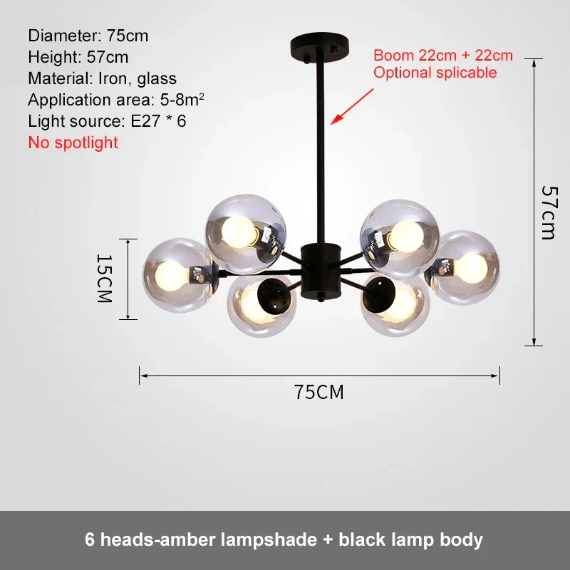DecorBites™ Glass Ball LED Chandelier for Bedroom and Dining Room