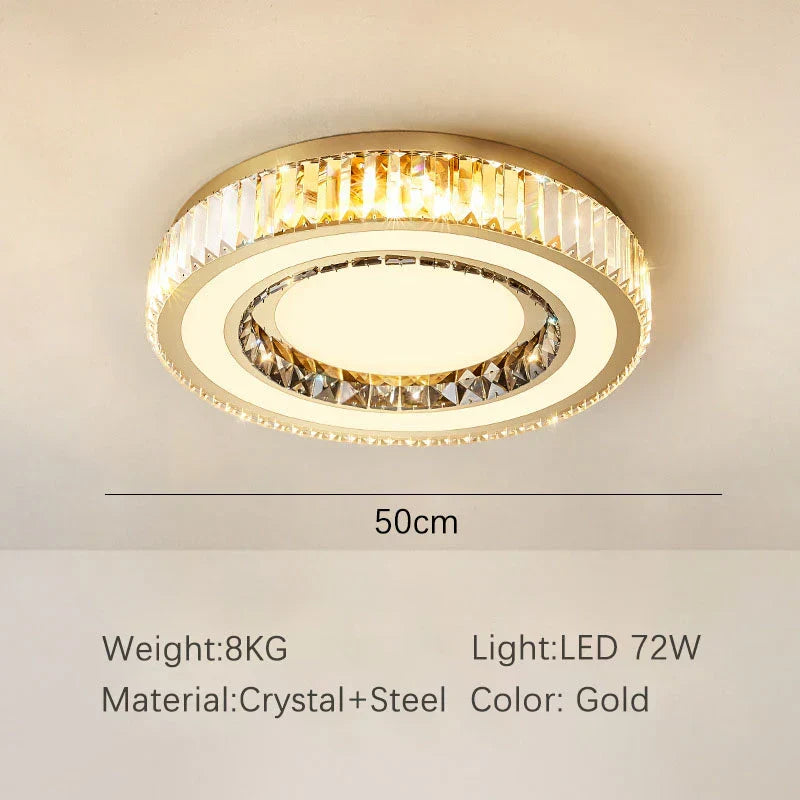 DecorBites™ Gold Crystal Double Layer Ceiling Chandelier LED Lamp Modern Luxury Home Decor