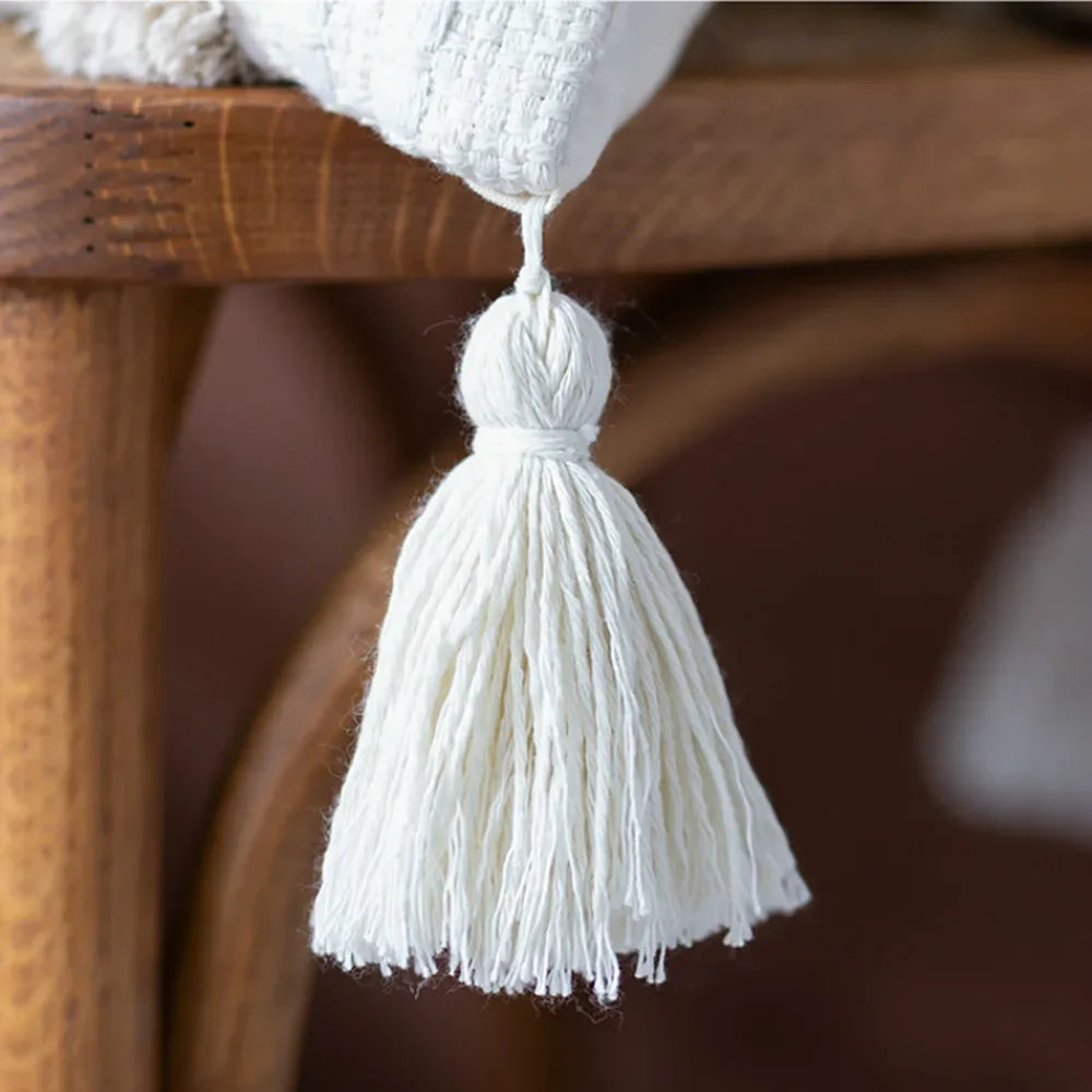 DecorBites™ Lace Tassel Cushion Tufted Sofa Pillowcase for Office Chair Pad