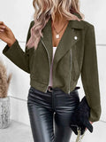 Faux Suede Women's Bomber Jacket Zipper