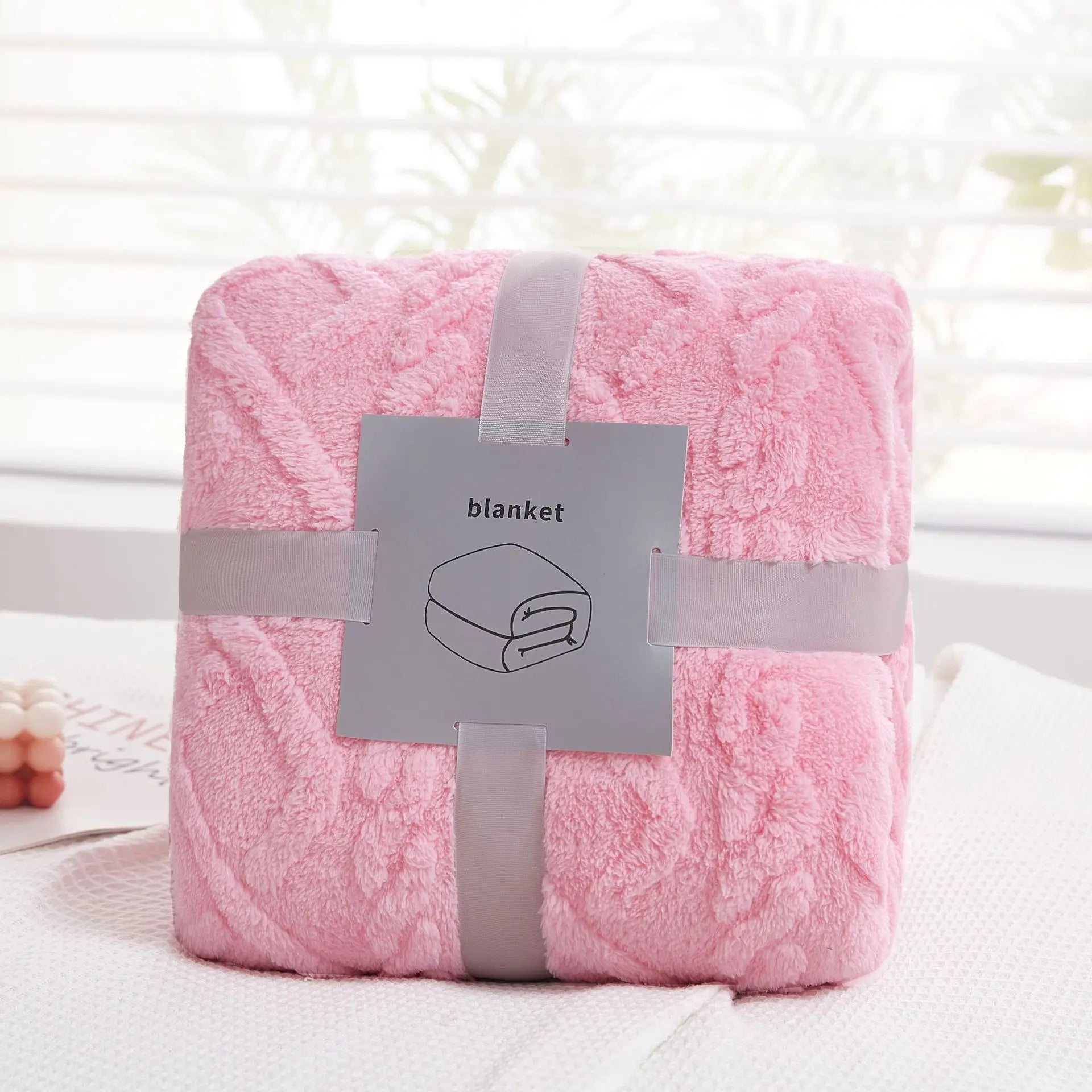 DecorBites™ Cozy Jacquard Plush Blanket: Soft Winter Sofa Throw, Office Travel Nap Shawl