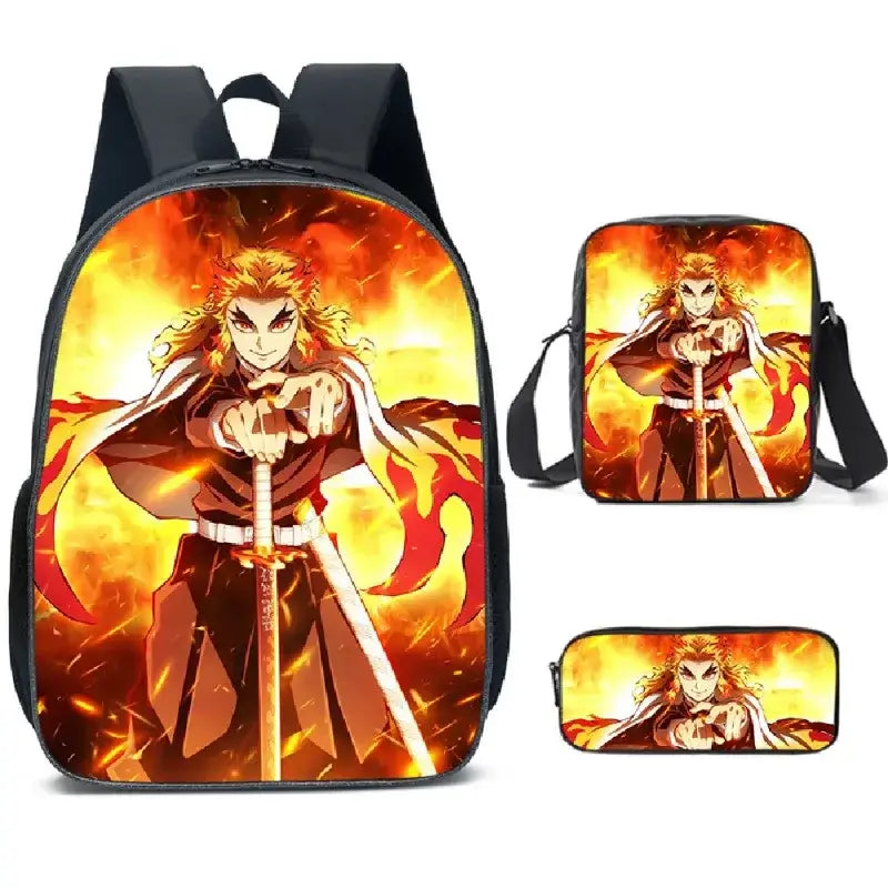 Demon Slayer Backpack: Nezuko 3-Piece Schoolbag Set