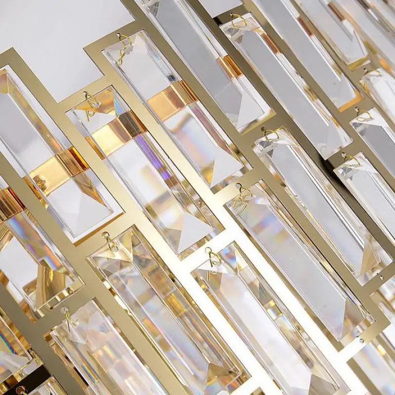 DecorBites™ Gold Steel Crystal Pendant Chandelier - Luxury LED Dining Room Hanging Lamp