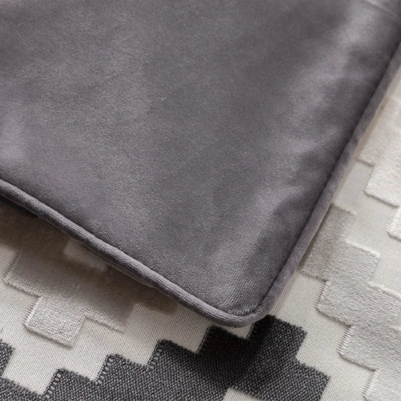 DecorBites™ Geometric Chenille Flocking Cushion Cover: Grey-Beige Home Decor Pillow Case