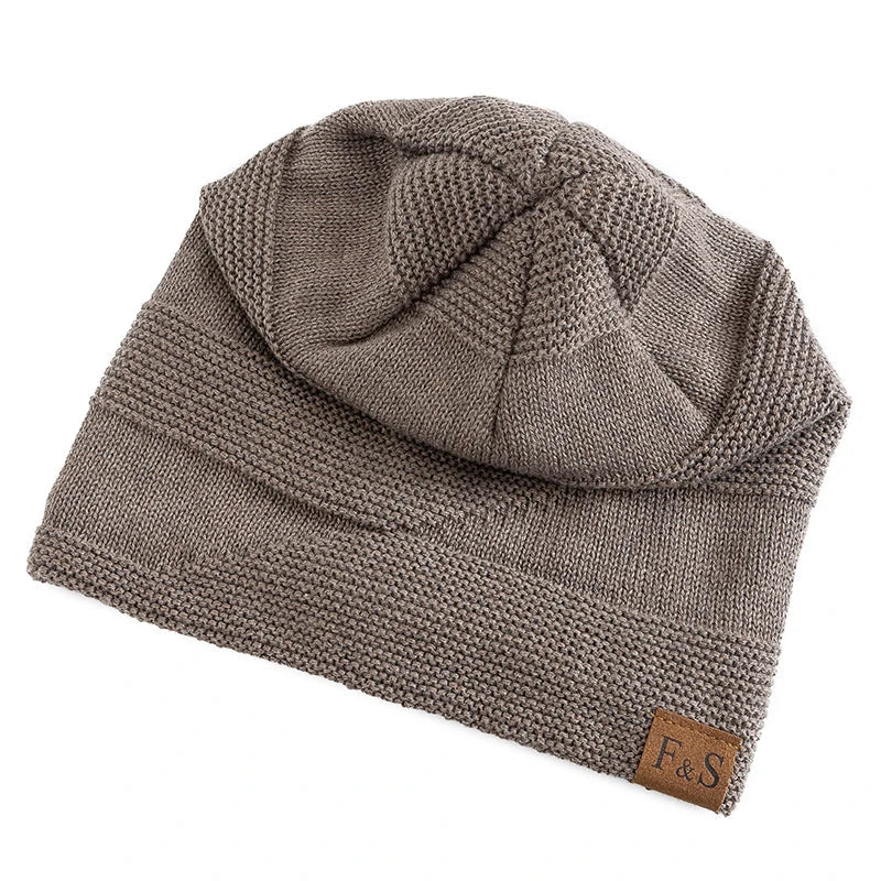 Unisex Slouchy Fur-Lined Winter Beanie Warm Knit Hat for Men & Women