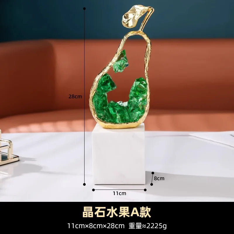 DecorBites™ Crystal Metal Fruit Sculpture Set Home Decoration