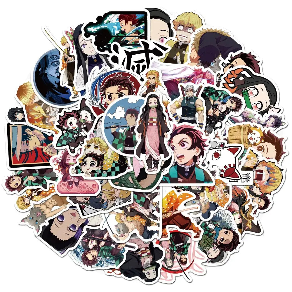 Demon Slayer Stickers: 50-200pcs Waterproof Anime Decals