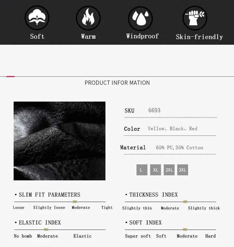Leather Coat Men Winter Fleece Motorcycle Faux Leather  Removable Fur Collar