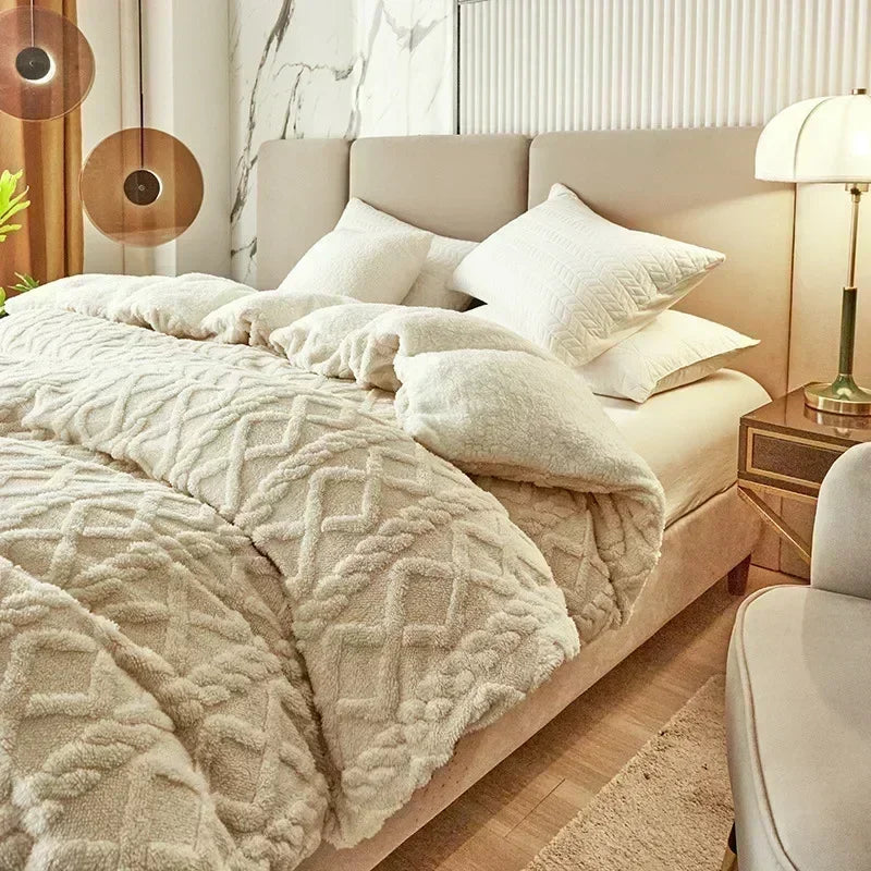 DecorBites™ Cozy Cashmere Blanket Duvet Cover - Soft Warm Fleece Quilt Cover for Beds