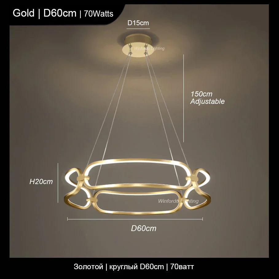 DecorBites™ Adara Luxury LED Chandelier: Modern Ring Light for Home Interior Decoration
