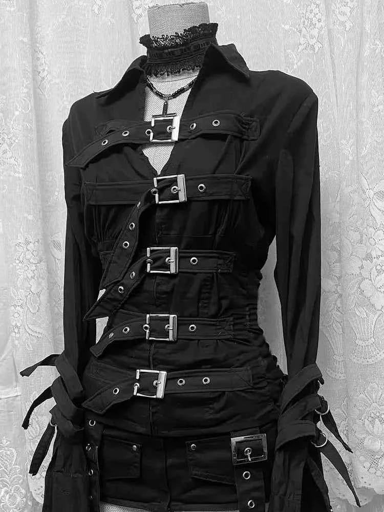 MUNSIEUR Goth Blouse Personalized T-shirt for Women Premium Slim Fit Ruched Streetwear New Arrivals