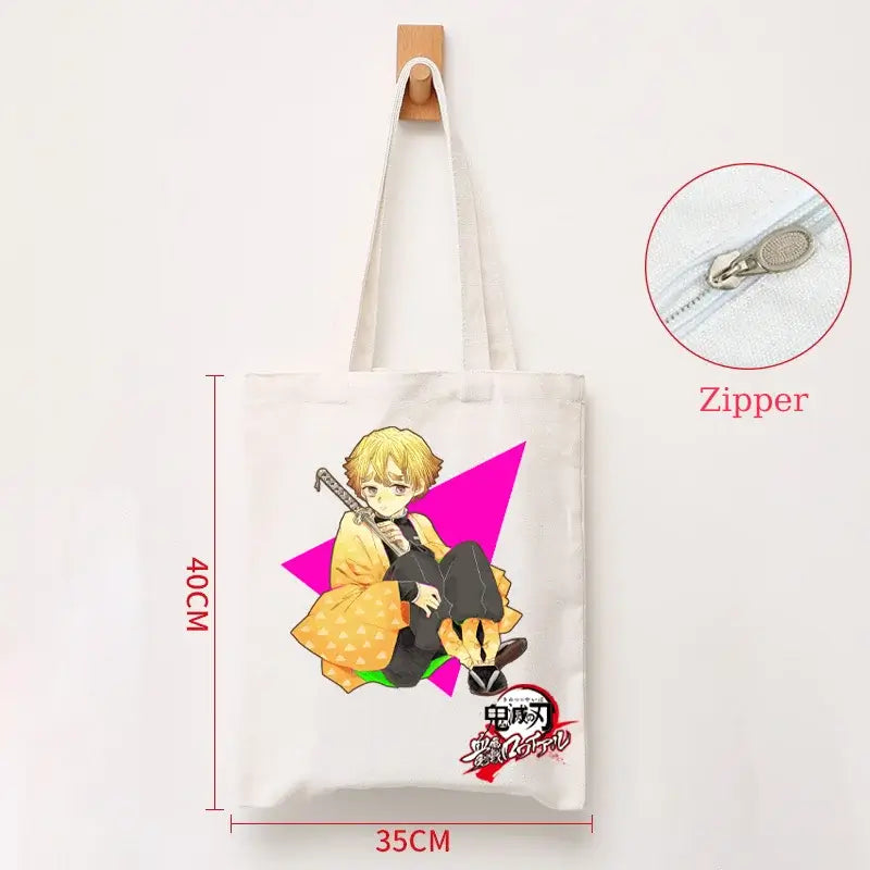 Demon Slayer Canvas Bag: Nezuko & Tanjiro Zipper Tote