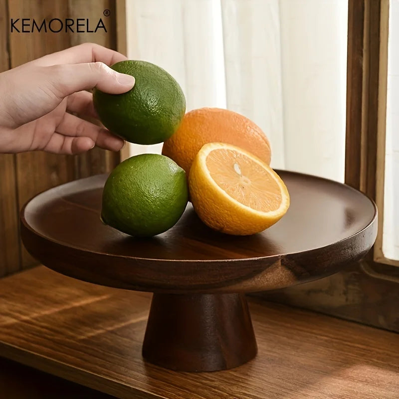 DecorBites™ Japanese Wooden Cake Tray with Glass Lid | Kitchen Food Storage Box