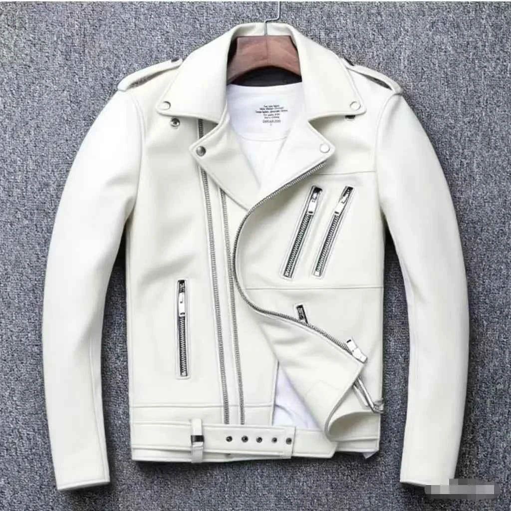 Unisex Oversized Button-down PU Leather Coat with Multiple Zippers Polo Jacket, with Many Zippers