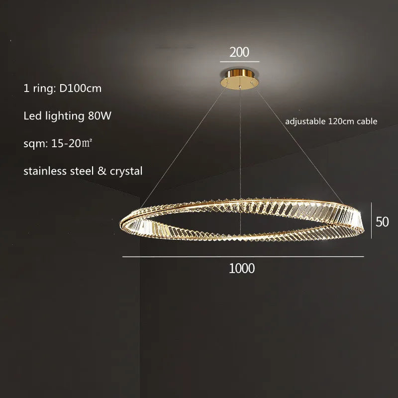 DecorBites™ Irregular Gold Steel LED Pendant Light with Dimmable K9 Crystals