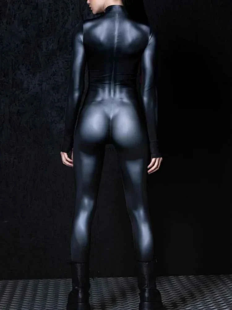 New Arrivals Halloween Collection Couples Cyberpunk Muscle Black Fashion Sexy Tight Bodysuit Costume
