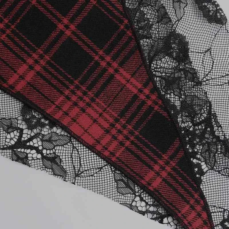 Punk Gothic Plaid Skirt Irregular Patchwork | MUNSIEUR