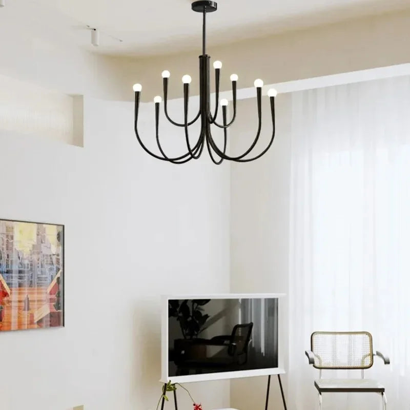 DecorBites™ French Style Black Pendant Light Luxury Led Chandelier Room Decor