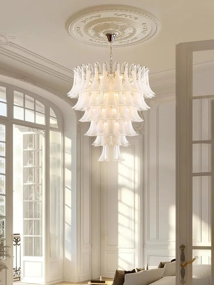 DecorBites™ French White Glass Pendant Lights: Luxury LED Hanging Lamps for Living & Dining Rooms