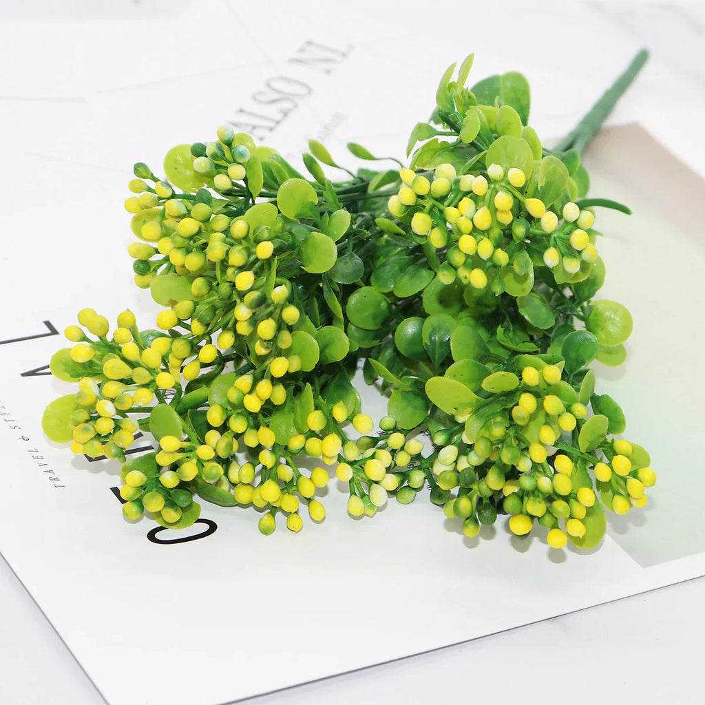 DecorBites™ Fruit Branch Plant Wall Decor with Green Landscape Grass - 7 Forks