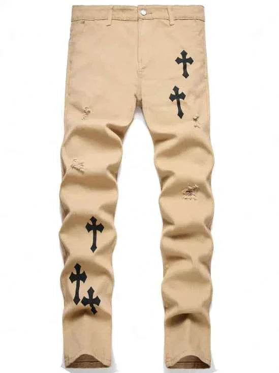 Men's Cross Print Pattern Pants